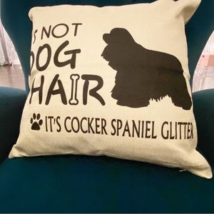 Cocker Spaniel Glitter Pillow Funny Home Decor